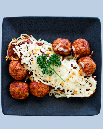Savory Meatballs on Vermicelli Noodles with Tomato Sauce