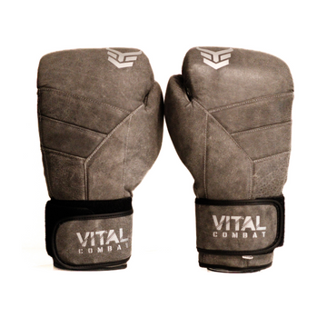 Premium Cracked Leather Grey Boxing Gloves - Launch Special!